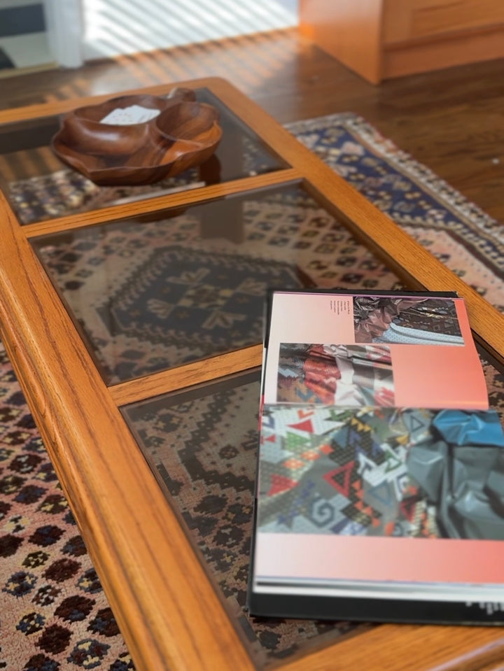 Vintage Oak and Smoked Glass Coffee Table