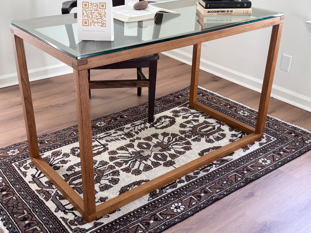 Oak and Glass Top Desk (not vintage)