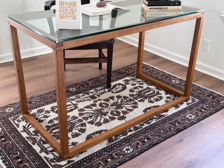 Oak and Glass Top Desk (not vintage)