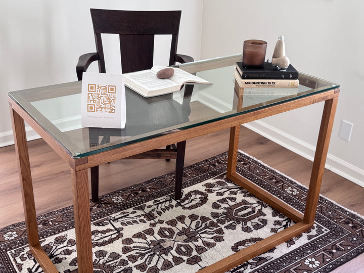 Oak and Glass Top Desk (not vintage)
