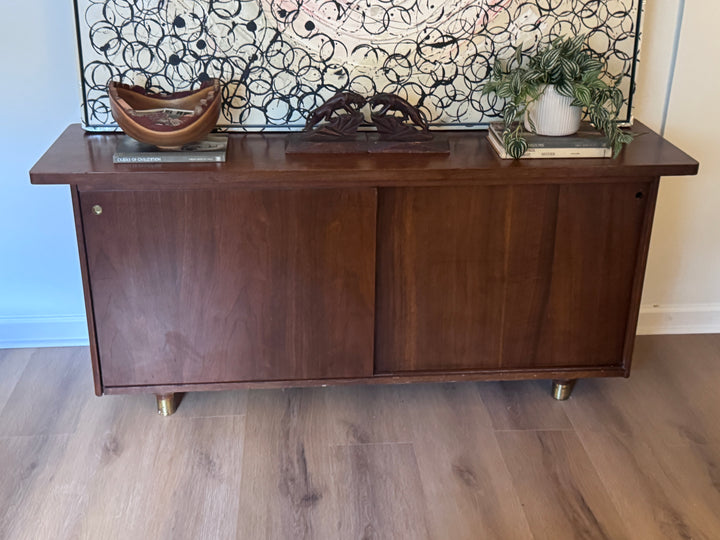 Mid-Century Modern Double Sided Credenza Bar with Storage