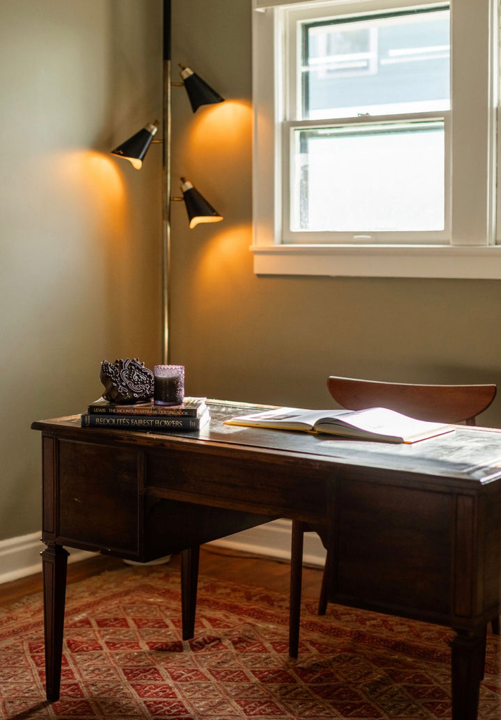 Mid-Century Modern Black Tension Pole Lamp