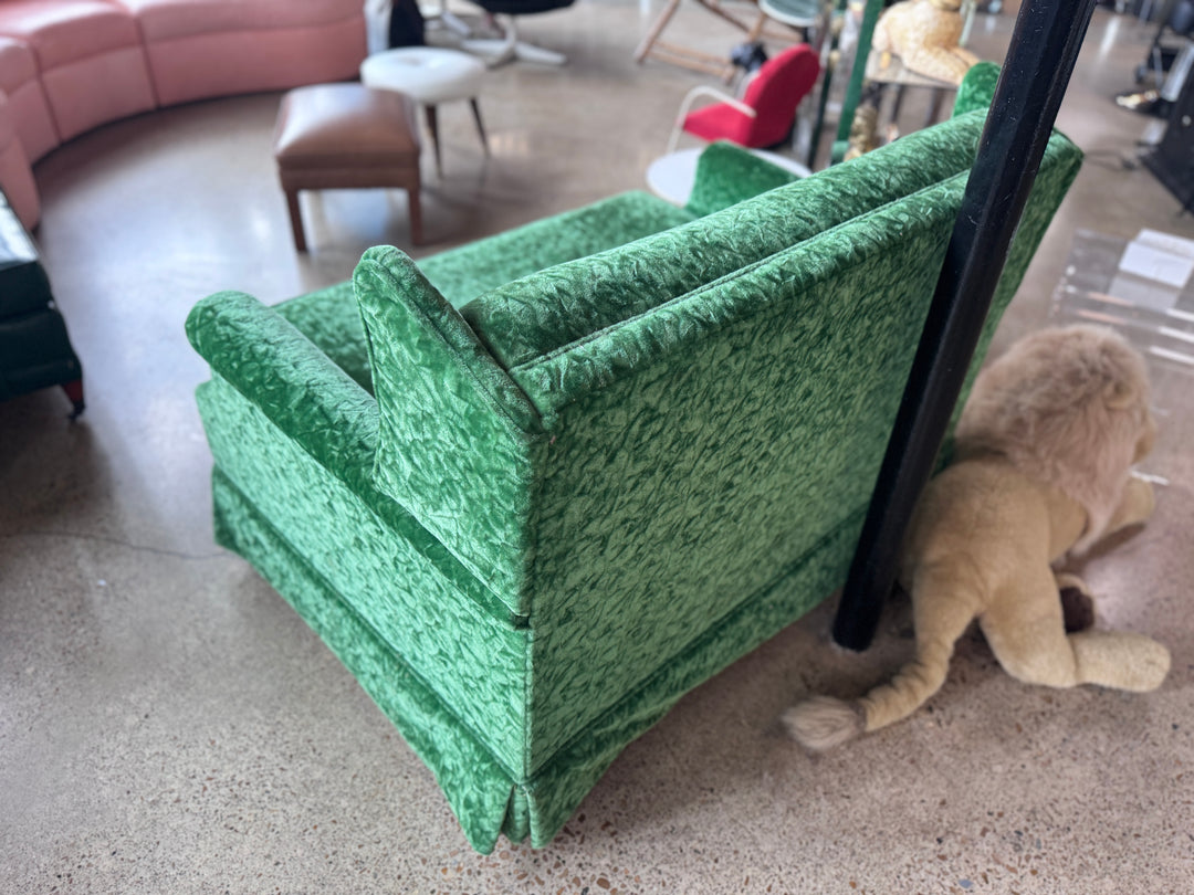 Vintage Green Velvet Pull Out Love Seat (needs new mattress)