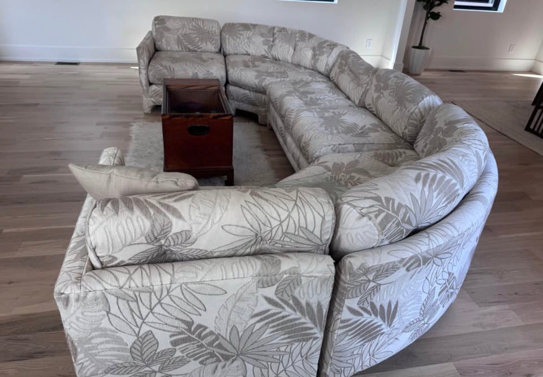 Cream Curved Five Piece Sectional