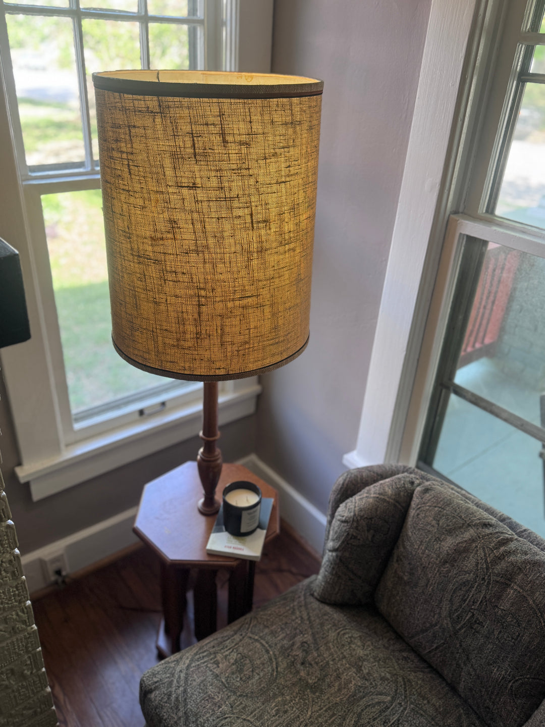 Vintage Floor Lamp with Built In Table