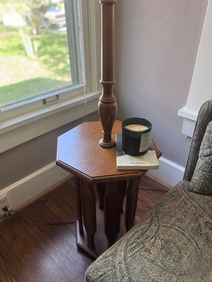 Vintage Floor Lamp with Built In Table