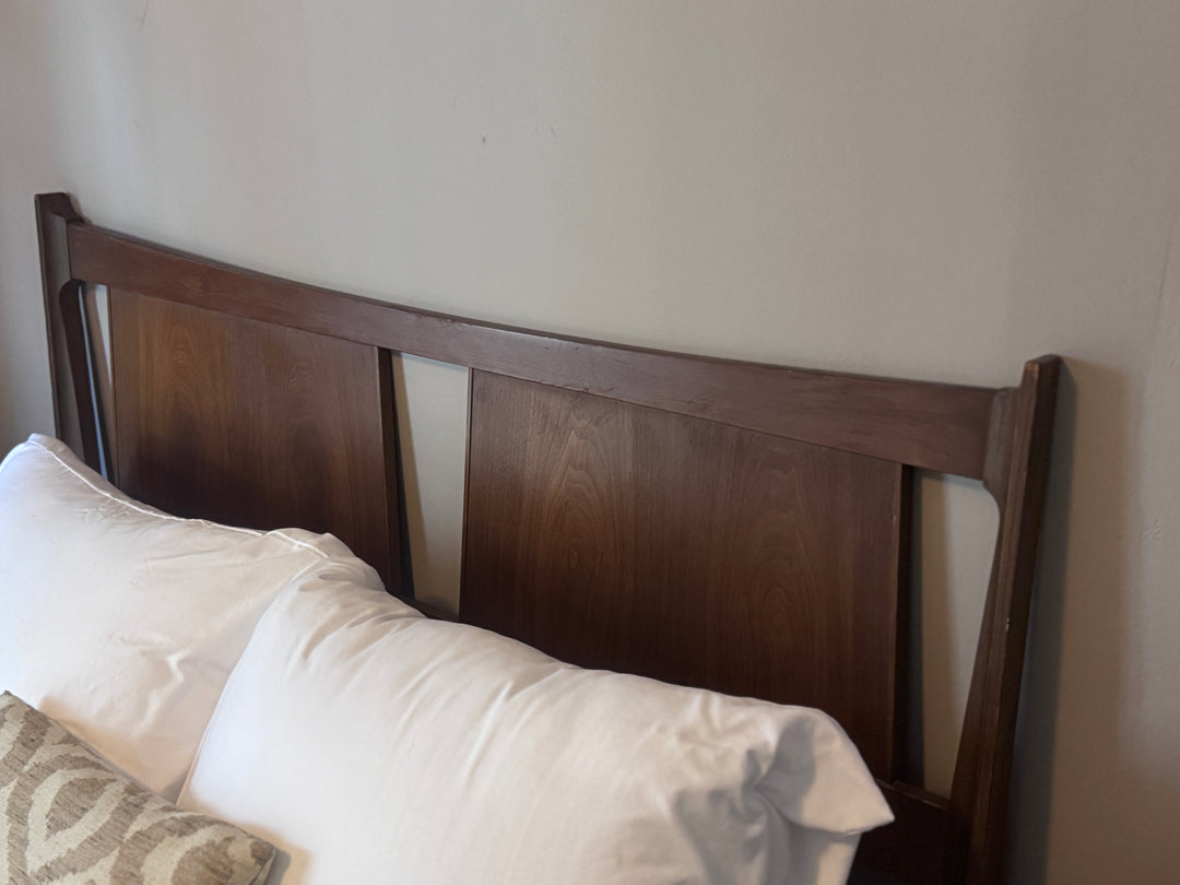 Mid-Century Modern Walnut Full Bed Headboard