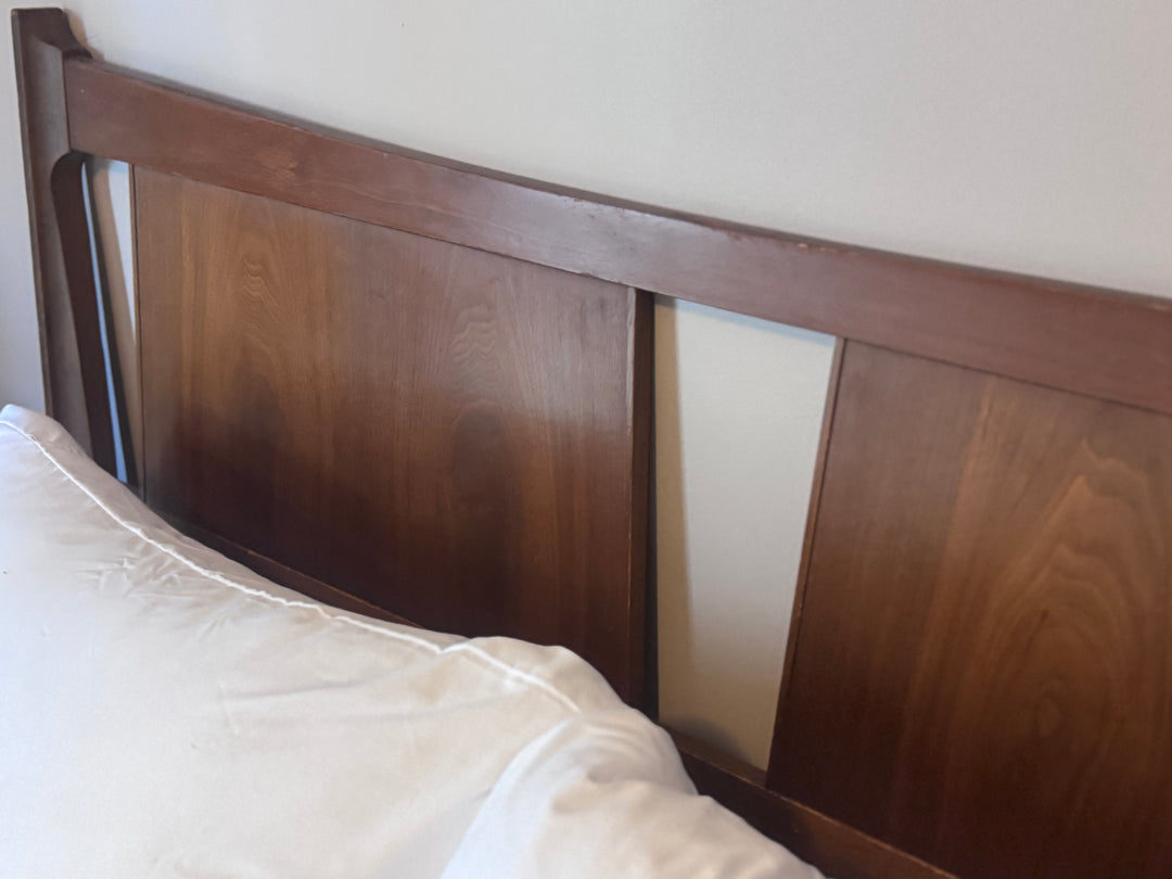 Mid-Century Modern Walnut Full Bed Headboard