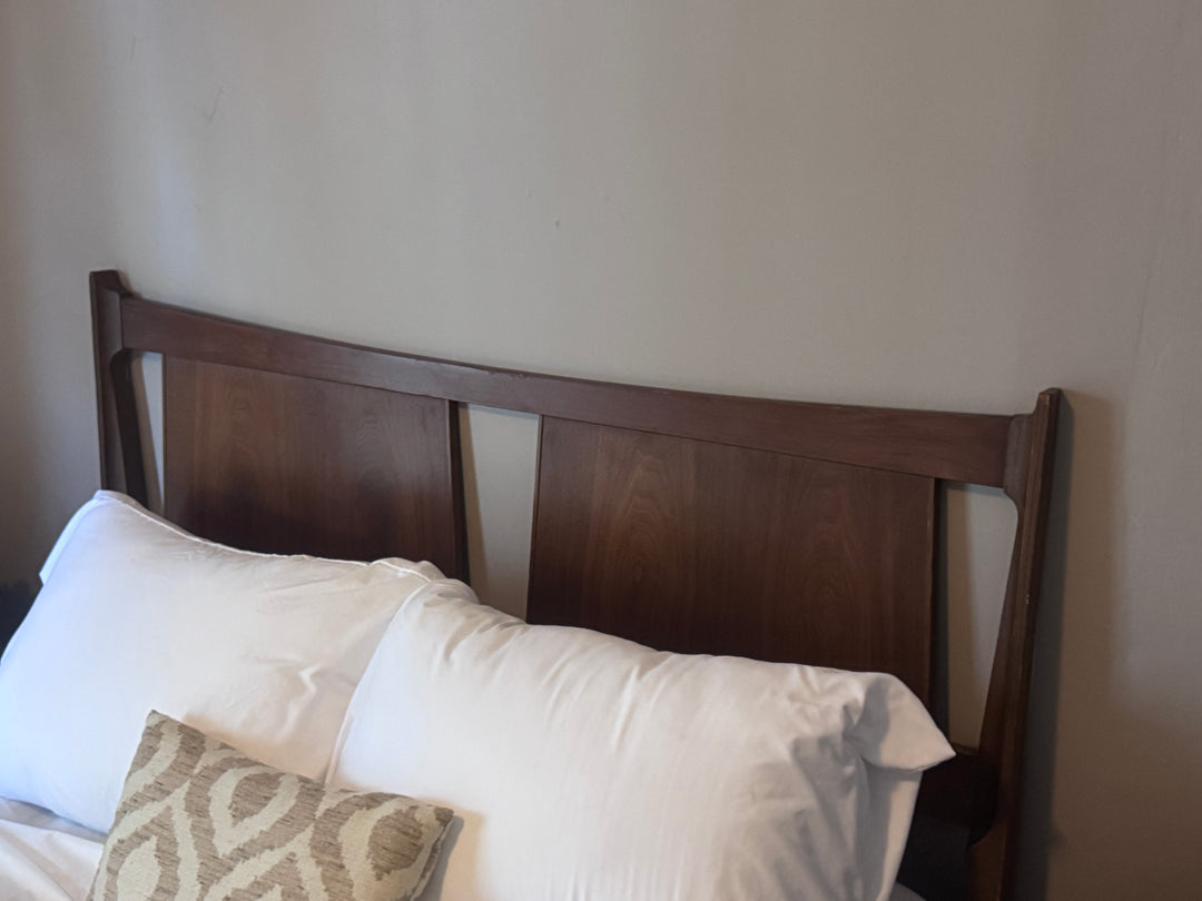 Mid-Century Modern Walnut Full Bed Headboard