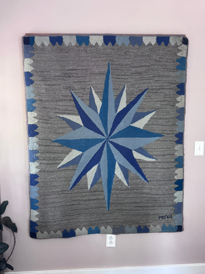 1964 Hand Made Blue and Grey Wall Tapestry