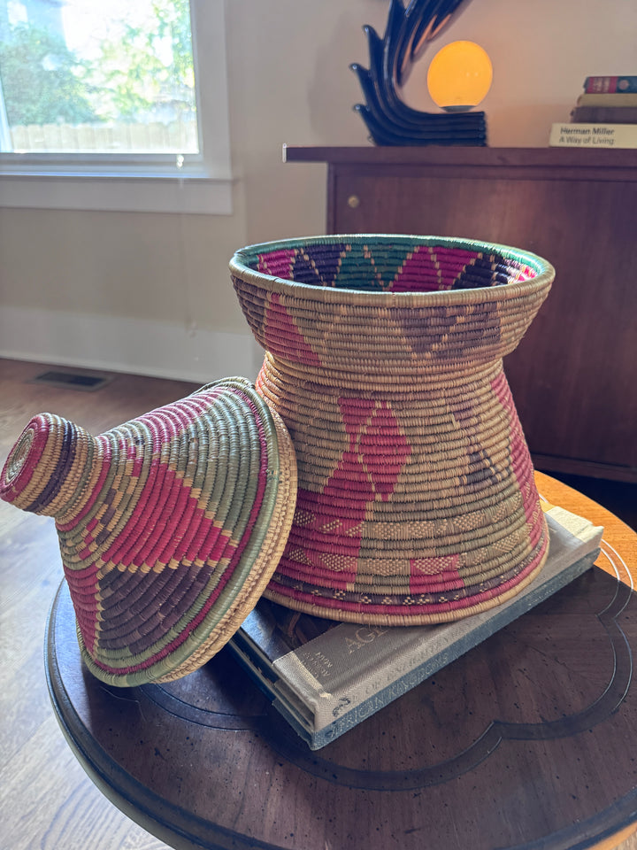 Handwoven Ethiopian Basket (in the style of)