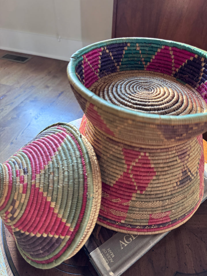 Handwoven Ethiopian Basket (in the style of)