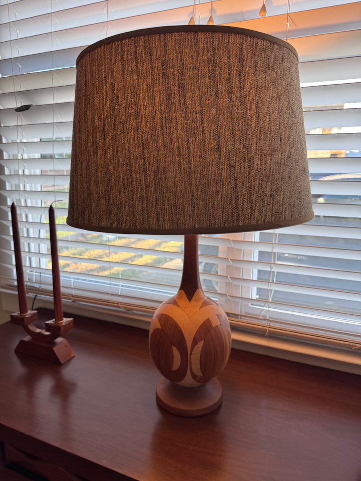 Mid-Century Modern Marquetry Table Lamp