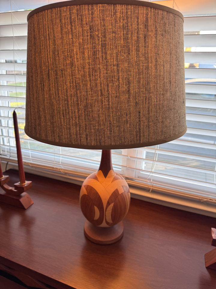 Mid-Century Modern Marquetry Table Lamp