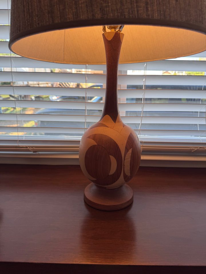 Mid-Century Modern Marquetry Table Lamp