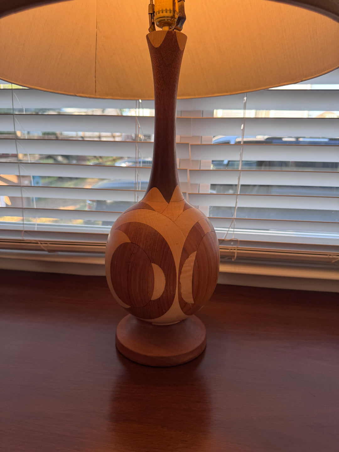 Mid-Century Modern Marquetry Table Lamp