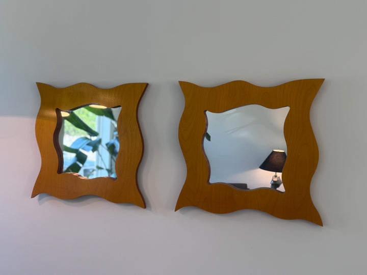 Vintage Pair of Wooden Mirrors