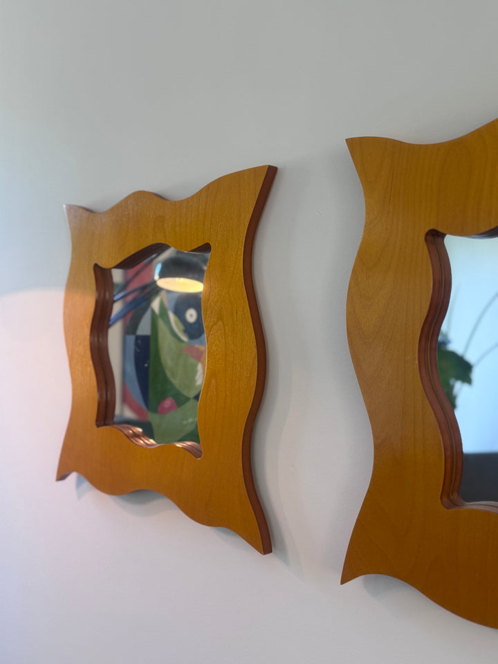 Vintage Pair of Wooden Mirrors