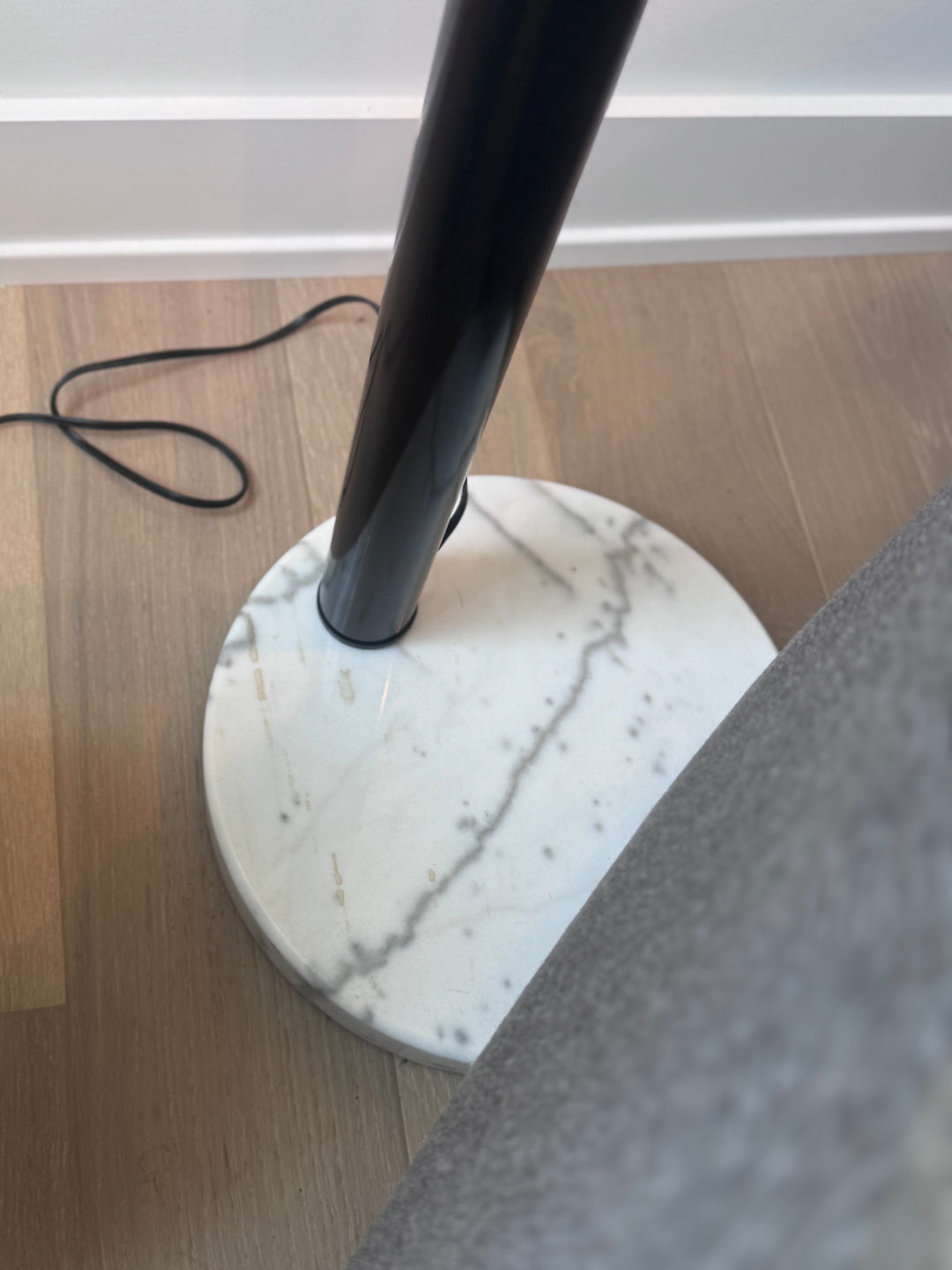 Tall Black Arcing Lamp with Marble Base
