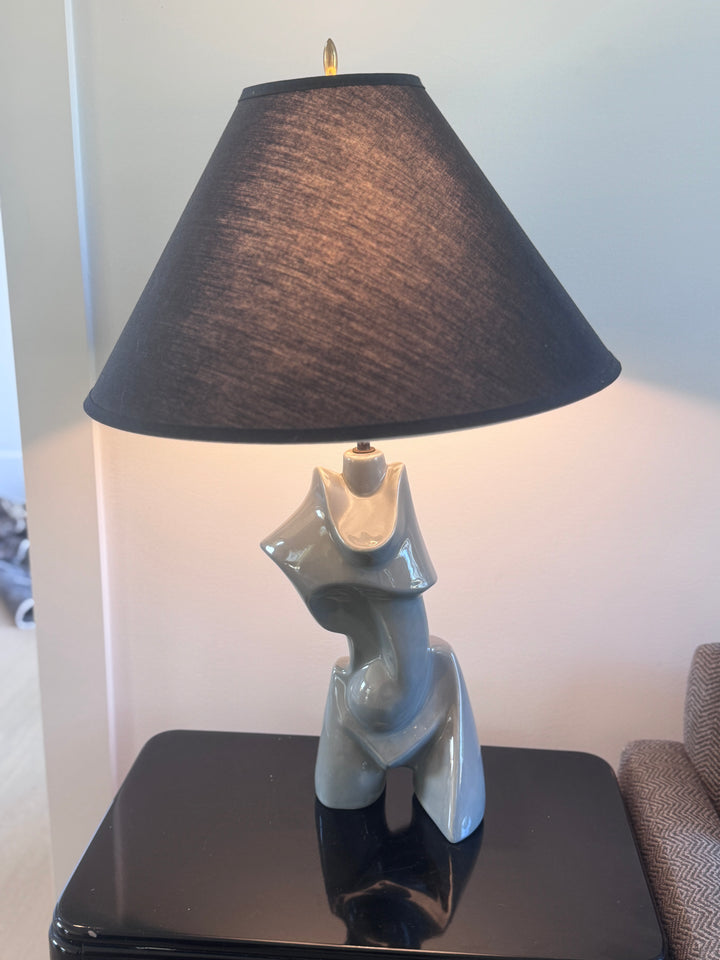 Grey Vintage Bust Lamp with Black Shade