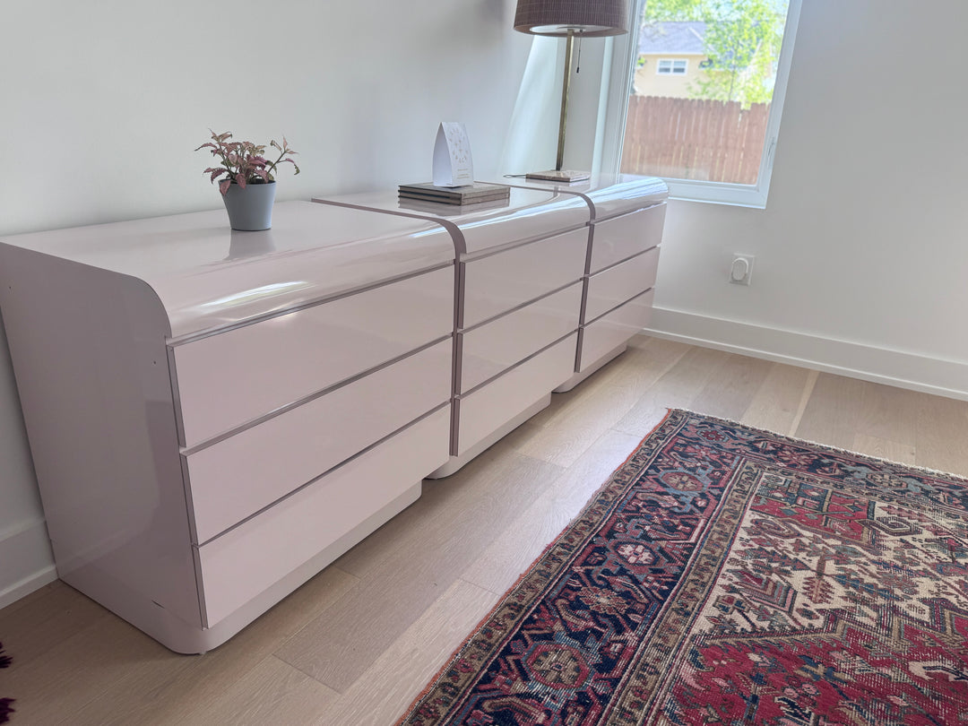 Custom Formica Vintage Light Blush Dresser Trio Set