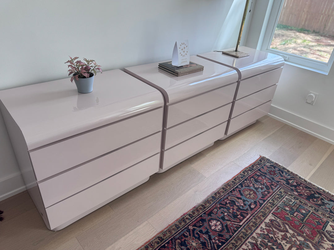 Custom Formica Vintage Light Blush Dresser Trio Set