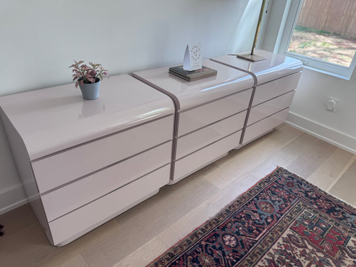 Custom Formica Vintage Light Blush Dresser Trio Set