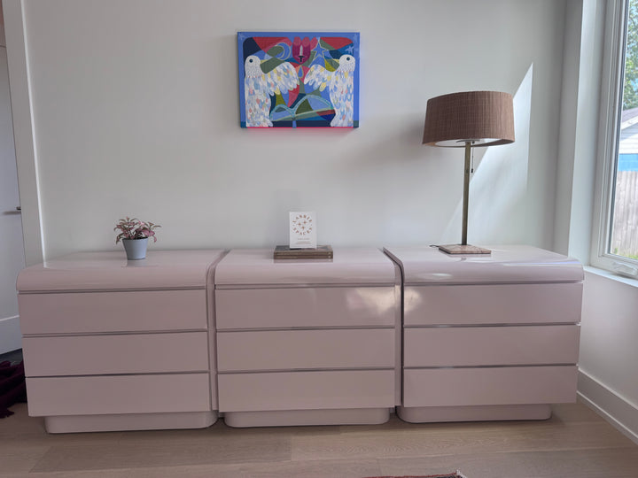 Custom Formica Vintage Light Blush Dresser Trio Set