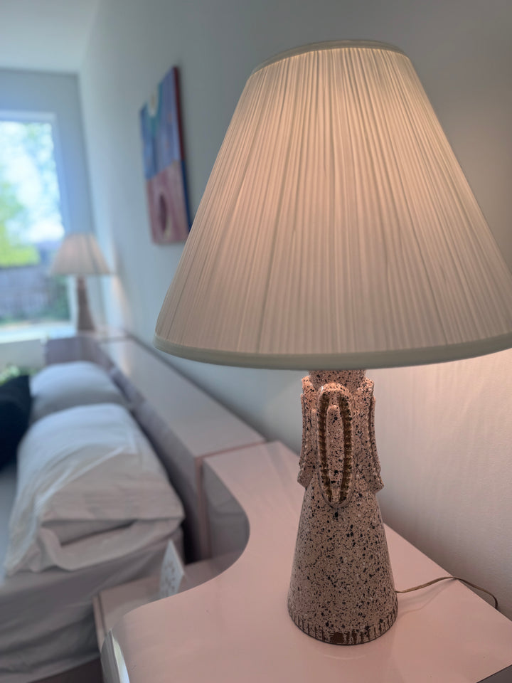 Mid-Century Modern Pink &amp; Black Speckled Ceramic Table Lamps