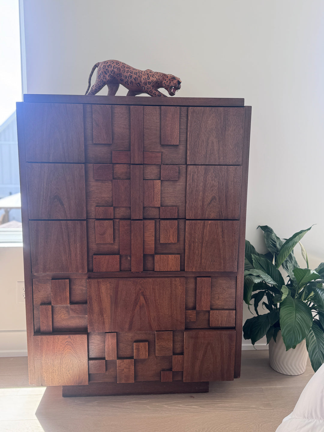 Mid-Century Modern Brutalist Five Drawer Dresser by &
