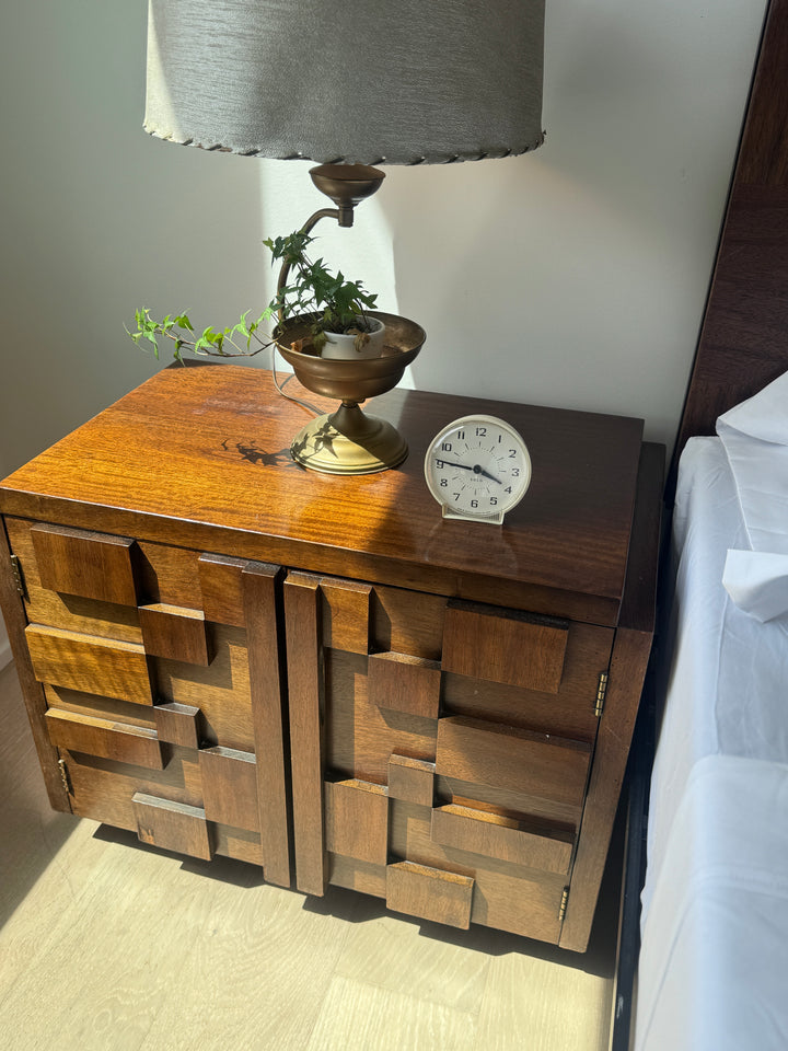 Mid-Century Modern Brutalist Nightstand Set By "Lane"