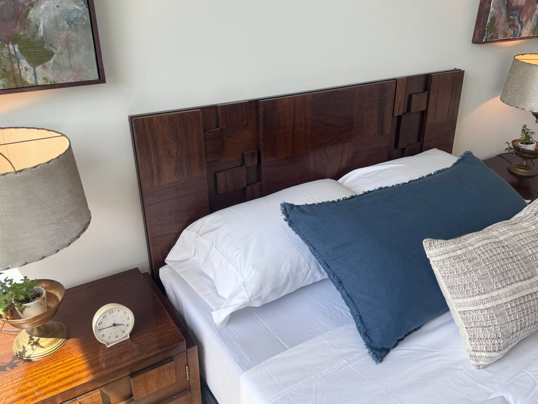 Mid-Century Modern Brutalist Queen Headboard by &