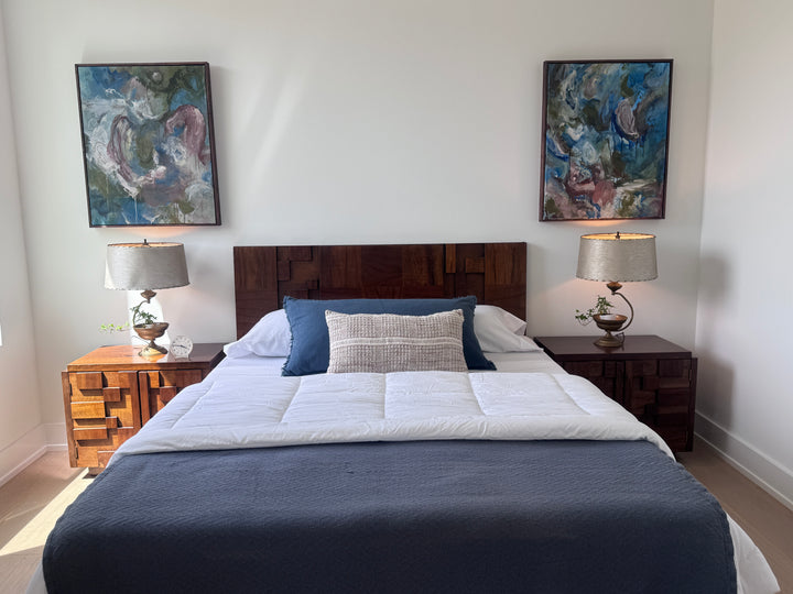 Mid-Century Modern Brutalist Queen Headboard by &
