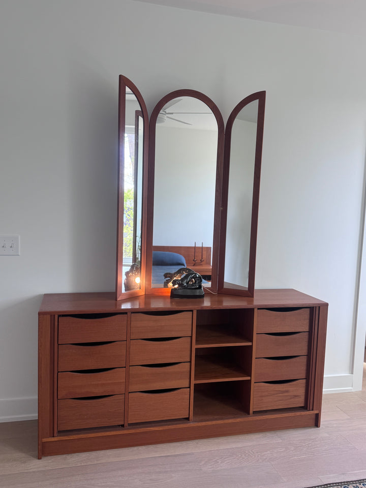 Mid-Century Modern Danish Dresser and Mirror