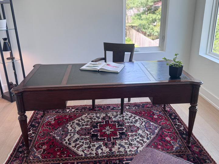 Vintage Executive Desk with Black Top and Three Drawers