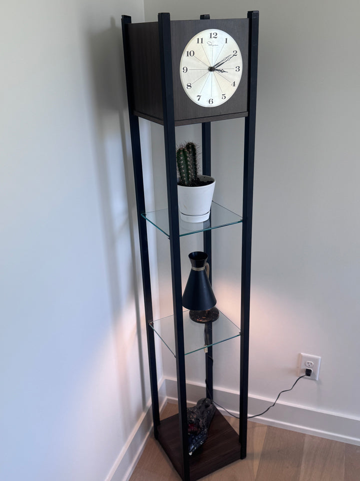 Mid-Century Modern Free Standing Clock and Shelf