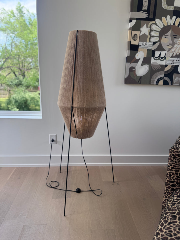 Iron and Jute Floor Lamp Designed by Salvaged Modern