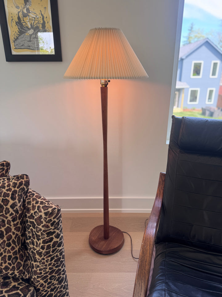 Mid-Century Modern Teak Floor Lamp with Vintage Shade