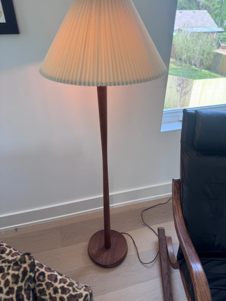 Mid-Century Modern Teak Floor Lamp with Vintage Shade