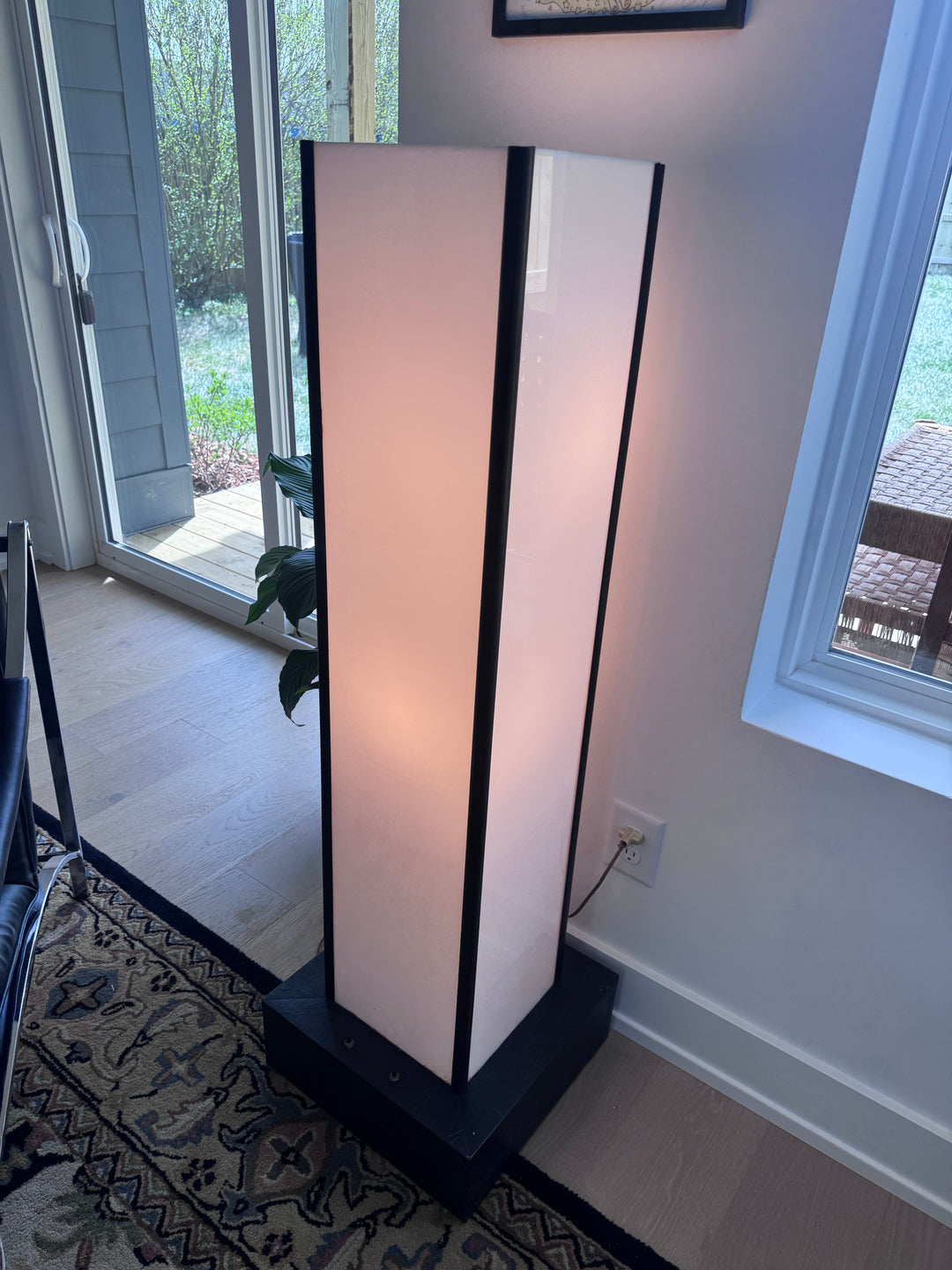 Mid-Century Modern Floor Lamp with Black Base