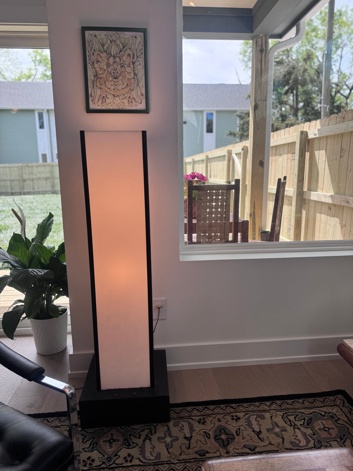 Mid-Century Modern Floor Lamp with Black Base