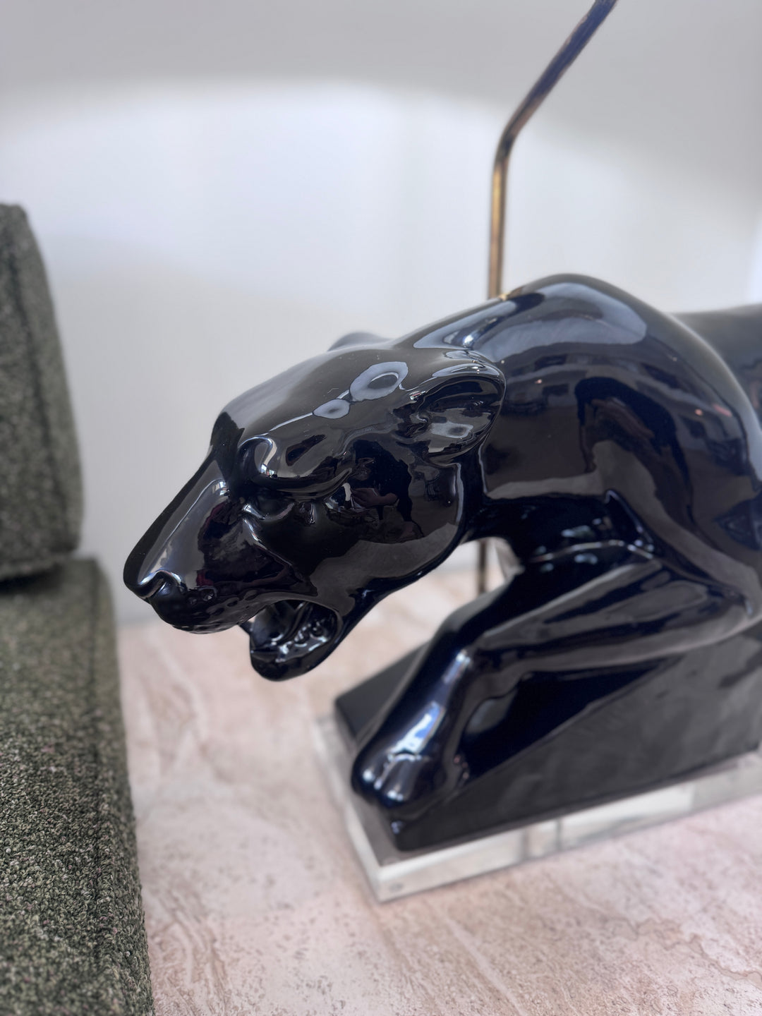 Mid-Century Modern Black Panther Table Lamp