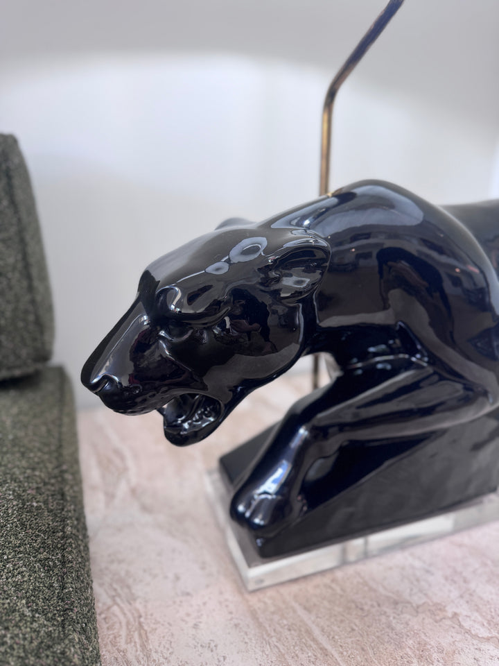 Mid-Century Modern Black Panther Table Lamp