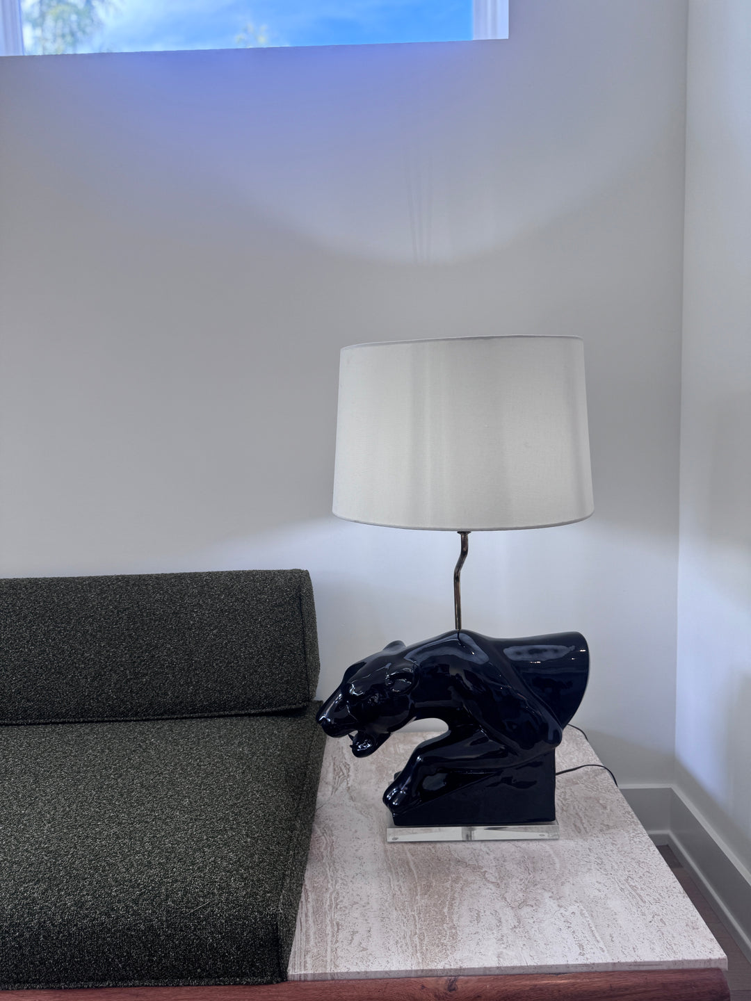 Mid-Century Modern Black Panther Table Lamp