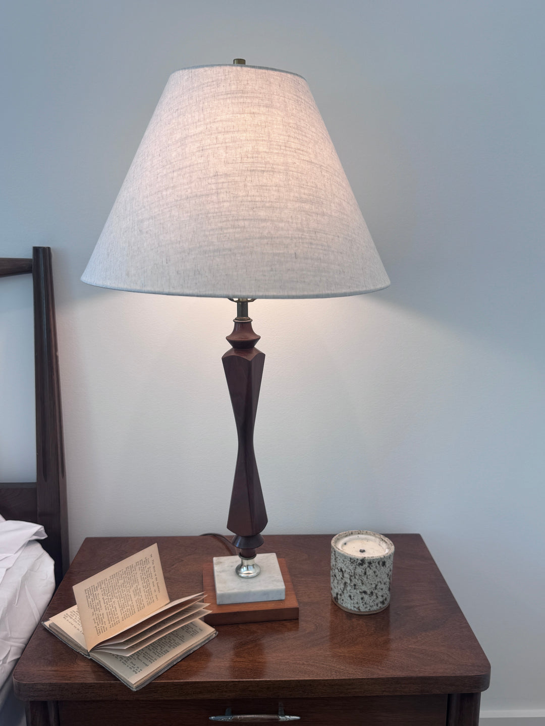 Pair of Vintage Wood Lamps with New Shades (price for pair)