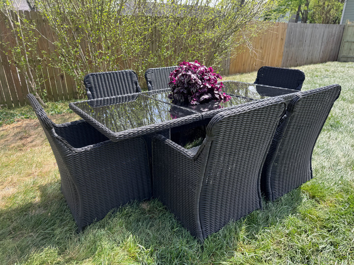 8 Chair Dining Room Table with Glass Top