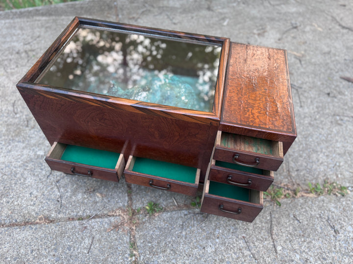 Antique Original Vintage Japanese Keyaki Hibachi Brazier Tea Chest