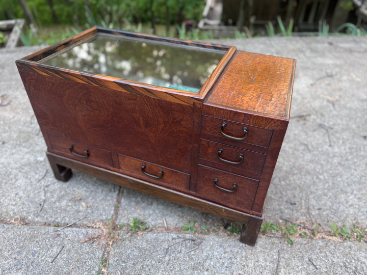 Antique Original Vintage Japanese Keyaki Hibachi Brazier Tea Chest