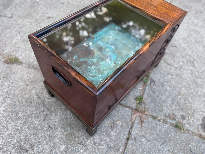 Antique Original Vintage Japanese Keyaki Hibachi Brazier Tea Chest