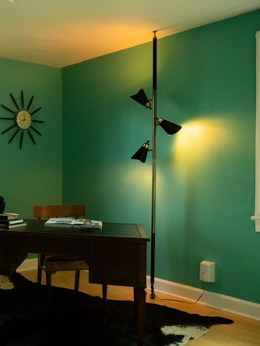 Mid-Century Modern Black Tension Pole Lamp